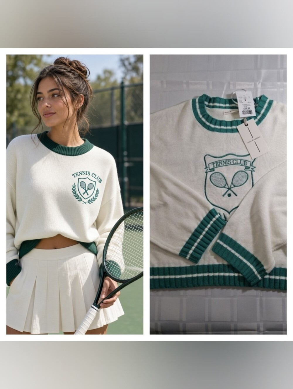 NWT moon & madison Ivory V-Neck Cropped Oversized Leisure Sweater. Ladies L